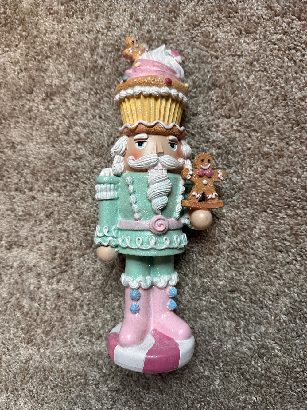 Hobby Lobby Mint Pink Gingerbread Cupcake Nutcracker Figurine